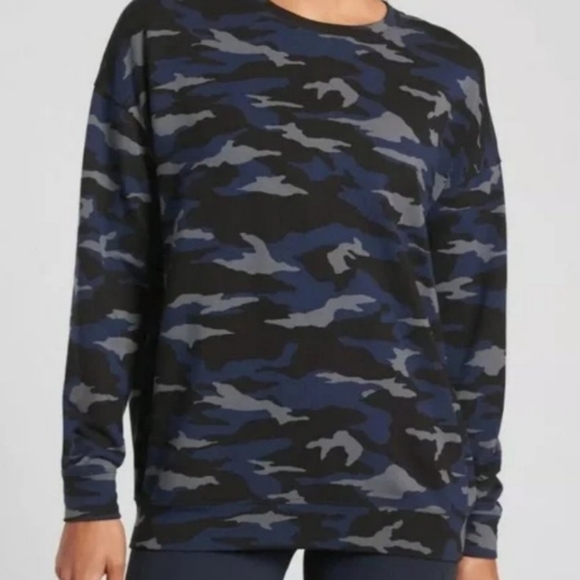 Athleta blue/black camo sweatshirt size small - Picture 2 of 2
